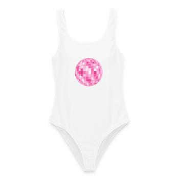 Bright Pink Disco Ball - Women's Swimsuit - white - Front - AI Model Female 172 dark (172cm)