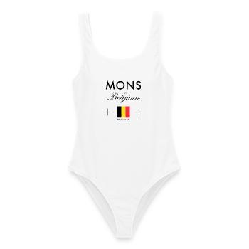 Mons Belgium Coordinates Travel Souvenir - Women's Swimsuit - white - Front - AI Model Female 172 dark (172cm)