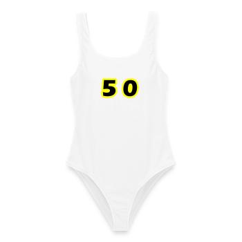 50 Zahl symbol - Frauen Badeanzug - Weiß - Vorne - AI Model Female 172 dark (172cm)