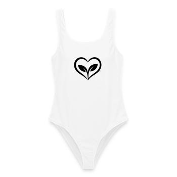 Cœur de jardinier avec plante - Maillot de bain femme - blanc - Devant - AI Model Female 172 dark (172cm)