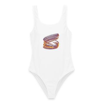 Light Vortex of Chaos – Strange Attractor - Women's Swimsuit - white - Front - AI Model Female 172 dark (172cm)
