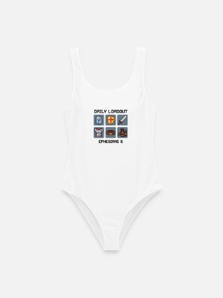 Waffenrüstung Gottes Pixel Art- Epheser 6 - Frauen Badeanzug - Weiß
