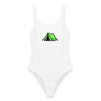 Icône du camping sous tente du festival - Maillot de bain femme - blanc - Devant - AI Model Female 172 dark (172cm)