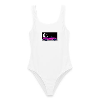 Graphisme décapotable rétro des années 80 - Maillot de bain femme - blanc - Devant - AI Model Female 172 dark (172cm)