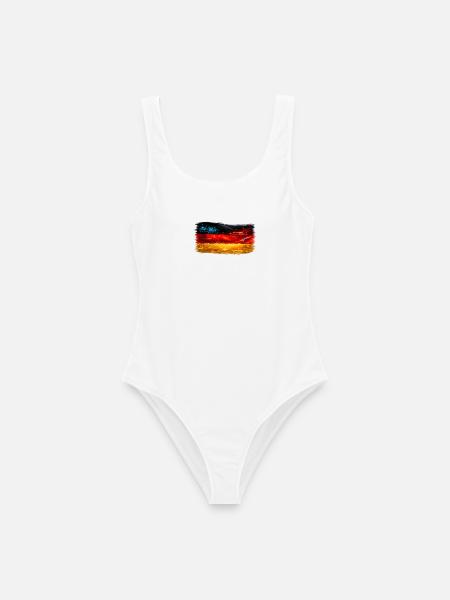 Tech-Circuit Neon Nebel Deutschland flagge - Frauen Badeanzug - Weiß