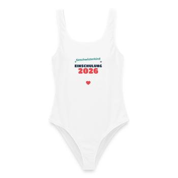 Einschulung 2026 Familie - Schulkind Geschenk Schu - Frauen Badeanzug - Weiß - Vorne - AI Model Female 172 dark (172cm)