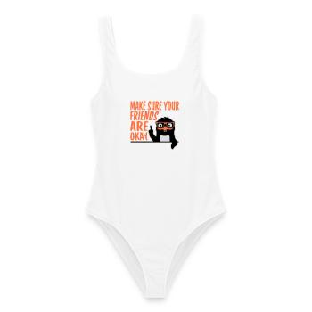 Make Sure Your Friends Are Okay Pinguin Nerd Geek - Frauen Badeanzug - Weiß - Vorne - AI Model Female 172 dark (172cm)