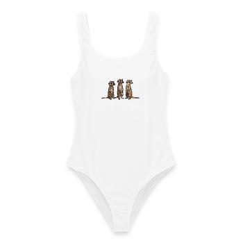 Niedliches, handgezeichnetes Erdmännchen-Trio-Design - Frauen Badeanzug - Weiß - Vorne - AI Model Female 172 dark (172cm)