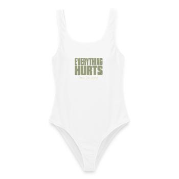 Alles tut weh - Lustiges Fitness Shirt - Frauen Badeanzug - Weiß - Vorne - AI Model Female 172 dark (172cm)
