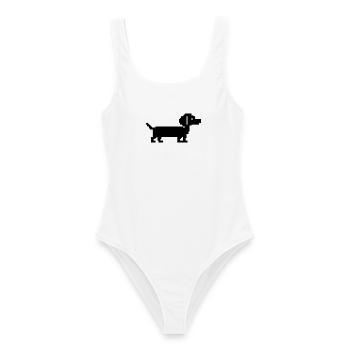 Dachshund Dachshund Retro Pixel Art - Women's Swimsuit - white - Front - AI Model Female 172 dark (172cm)