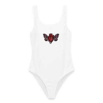 Anatomical Heart Gothic Moth Art - Women's Swimsuit - white - Front - AI Model Female 172 dark (172cm)