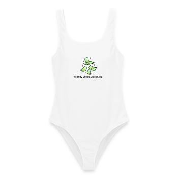 Money Loves Discipline – Business Mindset - Women's Swimsuit - white - Front - AI Model Female 172 dark (172cm)