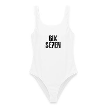 Six Seven - 67 - Meme - Basketball - 6-7 - Frauen Badeanzug - Weiß - Vorne - AI Model Female 172 dark (172cm)