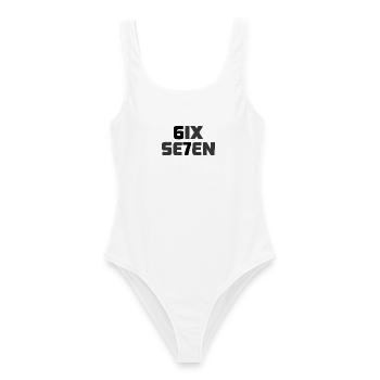 Six Seven - 67 - Meme - Basketball - 6-7 - Frauen Badeanzug - Weiß - Vorne - AI Model Female 172 dark (172cm)