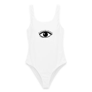 Auge  - Frauen Badeanzug - Weiß - Vorne - AI Model Female 172 dark (172cm)
