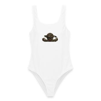 Baleine steampunk avec des gemmes - Maillot de bain femme - blanc - Devant - AI Model Female 172 dark (172cm)