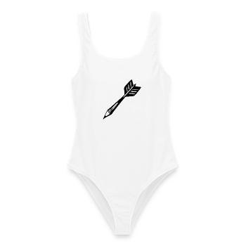 Dartpfeil Geschenk Dartspieler - Frauen Badeanzug - Weiß - Vorne - AI Model Female 172 dark (172cm)