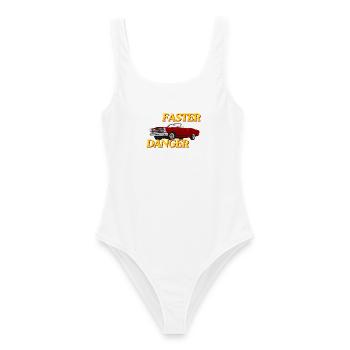 Faster Danger – Retro Muscle Car Vintage Cabrio. - Frauen Badeanzug - Weiß - Vorne - AI Model Female 172 dark (172cm)