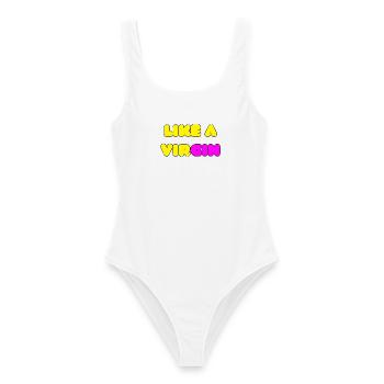 LIKE A VIRGIN, I LIKE GIN LIKE A VIGIN, DRINK - Frauen Badeanzug - Weiß - Vorne - AI Model Female 172 dark (172cm)