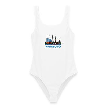 Hamburg Skyline Stadt - Frauen Badeanzug - Weiß - Vorne - AI Model Female 172 dark (172cm)