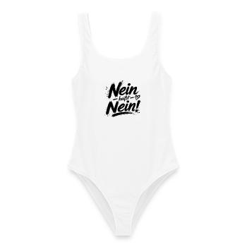 Nein heißt Nein! schwarz - Frauen Badeanzug - Weiß - Vorne - AI Model Female 172 dark (172cm)