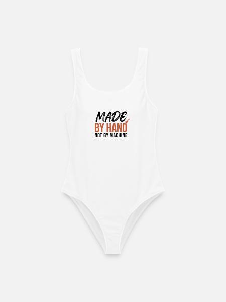 Handgemacht mit Humor - Frauen Badeanzug - Weiß