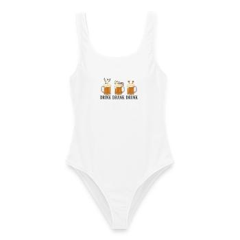 Drink Drank Drunk Beer Seagulls Drinking Saying - Frauen Badeanzug - Weiß - Vorne - AI Model Female 172 dark (172cm)
