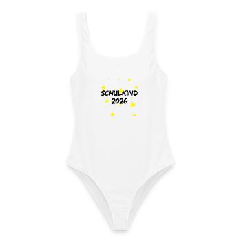 SCHULKIND 2026, EINSCHULUNG, ERSTKLÄSSLER, SCHULE - Frauen Badeanzug - Weiß - Vorne - AI Model Female 172 dark (172cm)