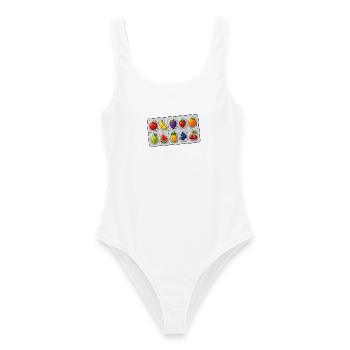 Happy Fruits - Frauen Badeanzug - Weiß - Vorne - AI Model Female 172 dark (172cm)