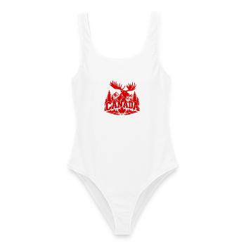 Canada Moose Crest - Frauen Badeanzug - Weiß - Vorne - AI Model Female 172 dark (172cm)