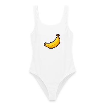 Pixel Banane Retro Motiv - Frauen Badeanzug - Weiß - Vorne - AI Model Female 172 dark (172cm)