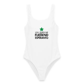 Esperanto Sprache / sprechen Geschenkidee - Frauen Badeanzug - Weiß - Vorne - AI Model Female 172 dark (172cm)