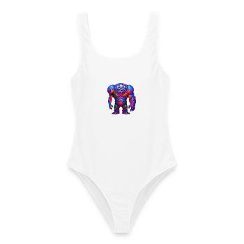 Lebendiges Regenbogenmonster - Frauen Badeanzug - Weiß - Vorne - AI Model Female 172 dark (172cm)