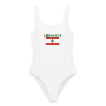 Libanon Fahne - Frauen Badeanzug - Weiß - Vorne - AI Model Female 172 dark (172cm)