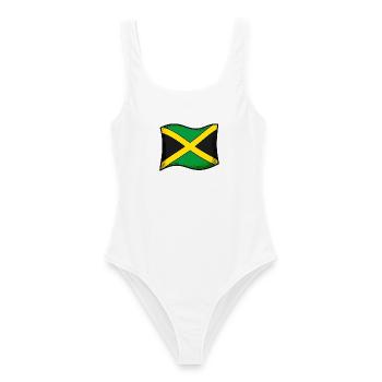 Jamaika Jamaica Fahne - Frauen Badeanzug - Weiß - Vorne - AI Model Female 172 dark (172cm)