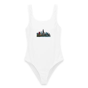 Chicago Stadt Skyline - Frauen Badeanzug - Weiß - Vorne - AI Model Female 172 dark (172cm)