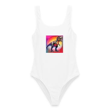 Dinosaurier - Frauen Badeanzug - Weiß - Vorne - AI Model Female 172 dark (172cm)