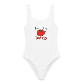 Hot Fresh Tomato – Lustiges Tomaten & Gemüse Desig - Frauen Badeanzug - Weiß - Vorne - AI Model Female 172 dark (172cm)