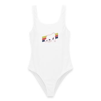 Affe Silhouette Retro - Frauen Badeanzug - Weiß - Vorne - AI Model Female 172 dark (172cm)