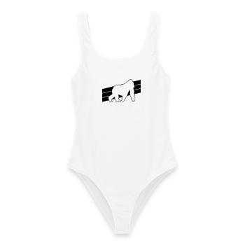 Affe Silhouette - Frauen Badeanzug - Weiß - Vorne - AI Model Female 172 dark (172cm)