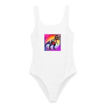 Dinosaurier - Frauen Badeanzug - Weiß - Vorne - AI Model Female 172 dark (172cm)