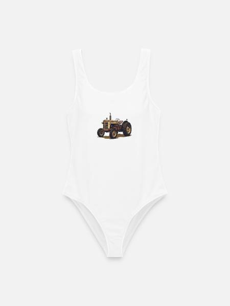 Vintage Traktor – Landwirtschaft Retro - Frauen Badeanzug - Weiß