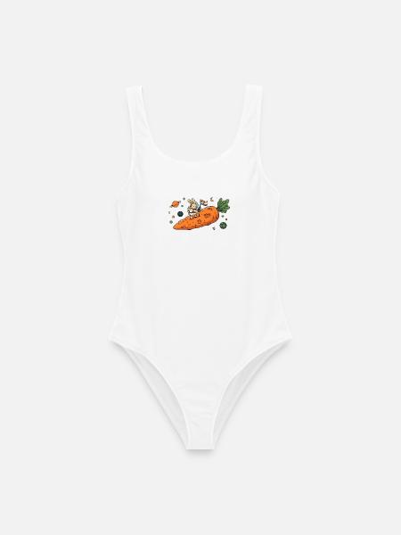 Astronaut Bunny auf riesigem Karotten-Asteroiden - Frauen Badeanzug - Weiß