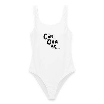 Cüs Oha Ok Lustiger Spruch - Frauen Badeanzug - Weiß - Vorne - AI Model Female 172 dark (172cm)