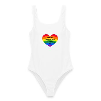 LEBE SO, DASS DIE AFD WAS DAGEGEN HAT, PRIDE HERZ - Frauen Badeanzug - Weiß - Vorne - AI Model Female 172 dark (172cm)