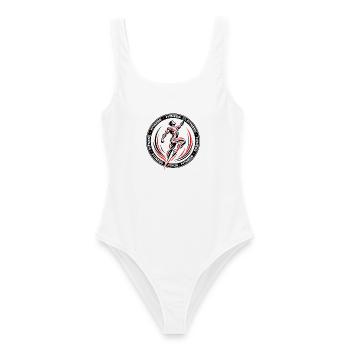 Gym Fitness Sport Emblem Workout Fitness Gym - Frauen Badeanzug - Weiß - Vorne - AI Model Female 172 dark (172cm)