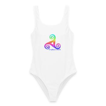 Triskele Rainbow Var02 Statement  - Frauen Badeanzug - Weiß - Vorne - AI Model Female 172 dark (172cm)