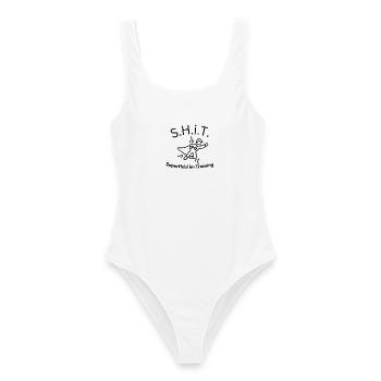 S.H.i.T lustiges Superheld T-Shirt - Frauen Badeanzug - Weiß - Vorne - AI Model Female 172 dark (172cm)