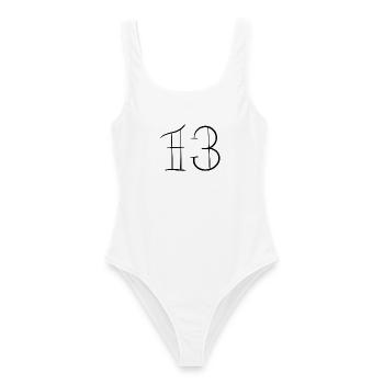 13_schwarz_1 - Frauen Badeanzug - Weiß - Vorne - AI Model Female 172 dark (172cm)