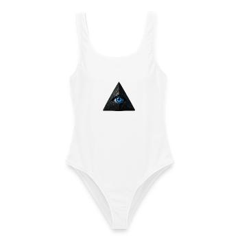 Pyramide mit blauem Auge - Frauen Badeanzug - Weiß - Vorne - AI Model Female 172 dark (172cm)